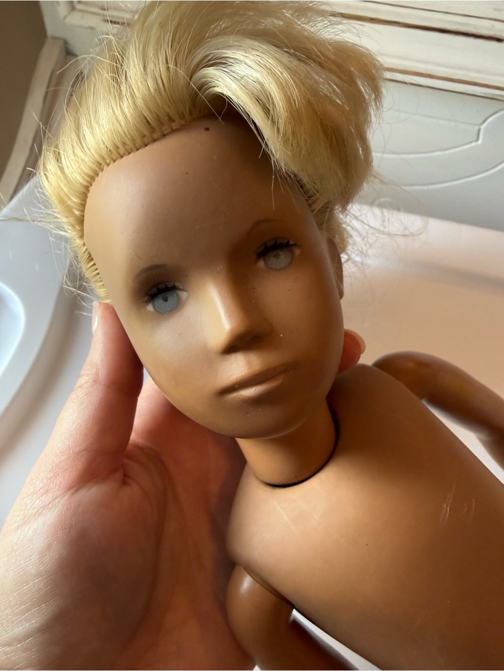 Vintage late 1960s Blonde Hair Brown Skin Poseable Kids Doll - Picture 4 of 4